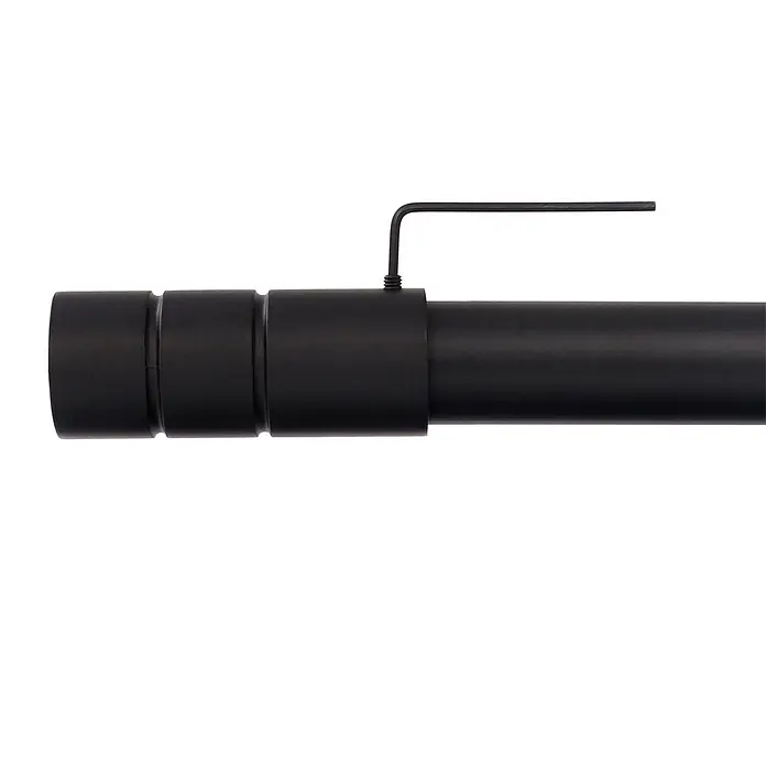 Gardinenstangen-Set Länge 600cm Style Metall Zylinder Schwarz -  - Schwarze Gardinenstange mit Endstück und eingesetztem Inbusschlüssel.