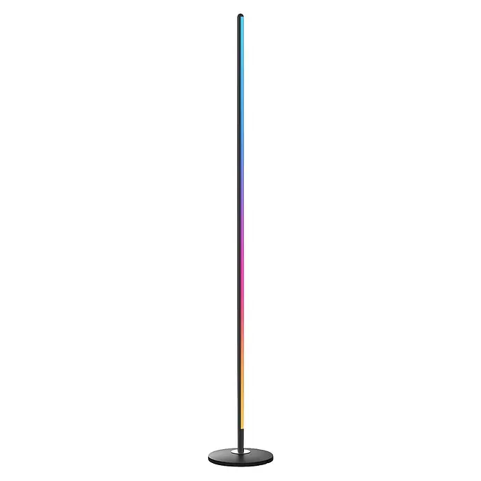 Govee LED-Stehleuchte Lamp Lite - 24 W, Höhe: 136,3 cm, Schwarz - Schlanke schwarze LED-Stehleuchte mit integriertem Lichtband in einem lebendigen Blau-, Violett-, Pink- und Gelb-Farbverlauf.
