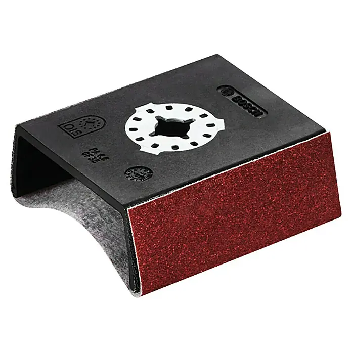 Bosch Taco lijador de perfiles AUZ 70 G - Apto para: Madera, Medidas papel abrasivo: 70 x 125 mm - Almohadilla de lijado oscilante de Bosch con superficie de lijado roja y montura negra. Ideal para trabajos de lijado en varias superficies.