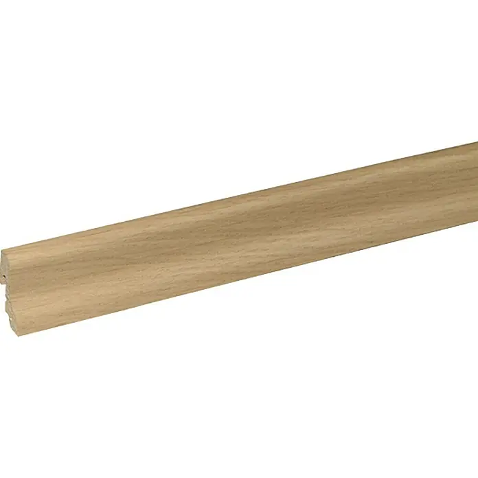 Profiles and more Sockelleiste SU18L Eiche Weiß - 250 cm x 18,5 mm x 38,5 mm, Fichte, Eiche - Holzfußleiste aus hellem Holz mit abgerundeten Kanten und einer Nut für eine einfache Montage. Ideal für Laminat-, Parkett- oder Teppichböden.