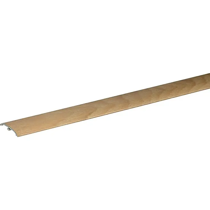 Profiles and more Übergangsprofil DF6 Aspen Eiche - 0,9 m x 37,5 mm x 5,5 mm, Kleben - Das Bild zeigt eine hölzerne Übergangsleiste, die für einen nahtlosen Übergang zwischen zwei Bodenbelägen sorgt. Sie ist leicht und einfach zu montieren.