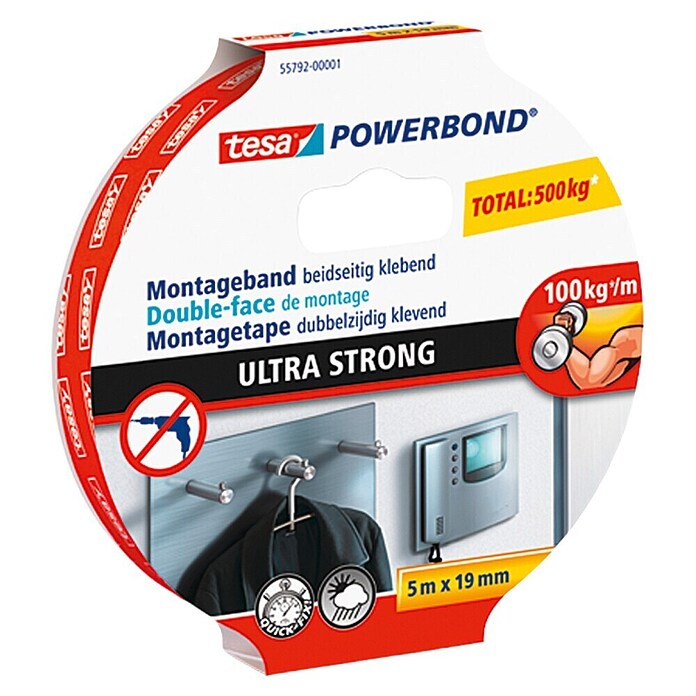 Tesa Powerbond Montagetape Ultra Strong (5 m x 19 mm)