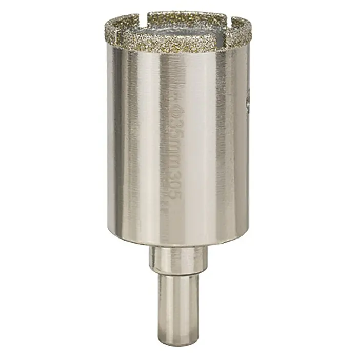 Craftomat Diamant-Lochsäge Keramik - 35 mm, Schnitttiefe: Max. 35 mm - Nahaufnahme eines 35-mm-Diamantbohrers für präzise Schnitte in Fliesen und Glas. Ideal für professionelle Handwerker und Heimwerkerprojekte.