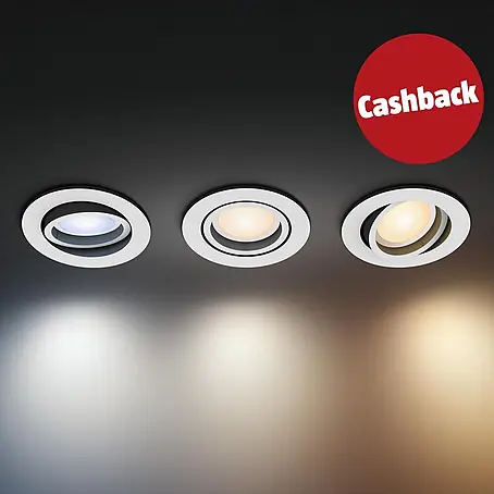 Philips Hue LED-Einbauleuchten-Set rund White Ambience Recessed Milliskin