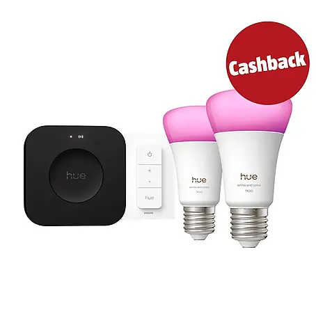 Philips Hue Smart-LED-Lampe Set mit Dimmcontroller, Steuerzentrale