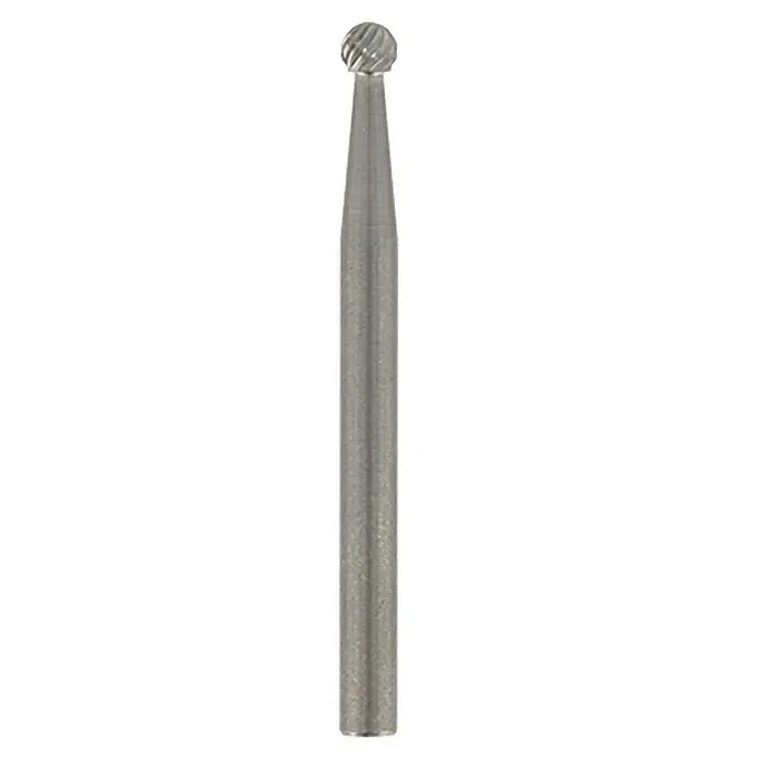 Dremel Wolframkarbid-Fräser Mod. 9905 - Kopfform: Rundkopf, Arbeitsdurchmesser: 3,2 mm, 1 Stk. - Bild einer silberfarbenen Kugelkopf-Fräserspitze, die für Präzisionsarbeiten oder zum Formen von Materialien verwendet wird.