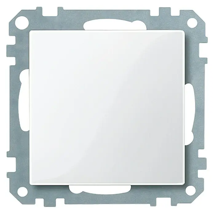 Merten 1-M Blindabdeckung 391619 - Polarweiß, Hochglänzend, Kunststoff, Unterputzmontage - Weißer Lichtschalter mit silbernem Rahmen. Ein einfaches und modernes Design für jedes Zuhause.