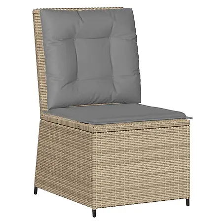 Furnicato Gartensessel mit Liegefunktion aus PE-Rattan, Beige