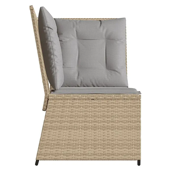 Furnicato Gartensessel aus PE-Rattan, Beige -  - Beiger Polyrattan-Gartenstuhl mit grauen Sitz- und Rückenkissen.