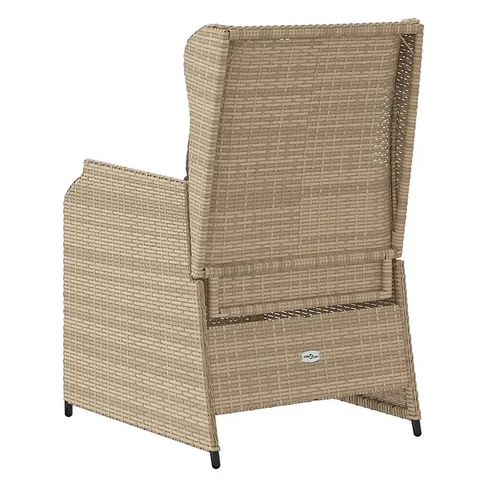 Furnicato 2er Set Gartenstühle PE Rattan verstellbar, Beige -  - Beiger Outdoor-Sessel aus geflochtenem Rattan, von hinten gesehen.