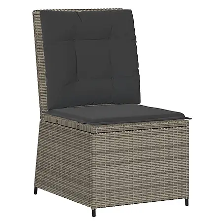 Furnicato Gartensessel mit Liegefunktion aus PE-Rattan, Grau