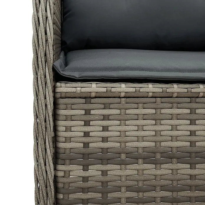 Furnicato 2er-Set Gartenstühle PE-Rattan Grau verstellbar -  - Geflochtene graue Rattanmöbel mit dunkelgrauen Sitz- und Rückenkissen.