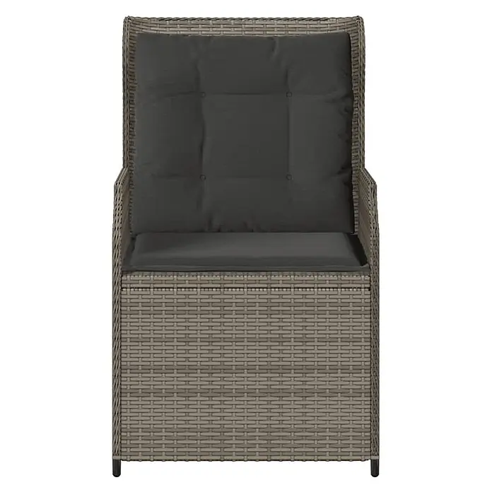 Furnicato 2er-Set Gartenstühle PE-Rattan Grau verstellbar -  - Grauer Rattan-Sessel mit dunkelgrauen Kissen für den Außen- oder Innenbereich.