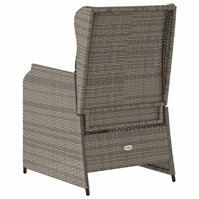 Furnicato 2er-Set Gartenstühle PE-Rattan Grau verstellbar -  - Hellbrauner Gartenstuhl aus geflochtenem Rattan, von hinten gesehen, mit hoher Rückenlehne und Textur.