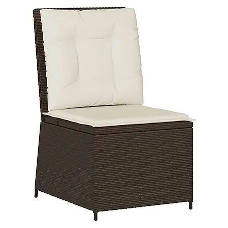 Furnicato Gartensessel mit Liegefunktion aus PE-Rattan, Braun