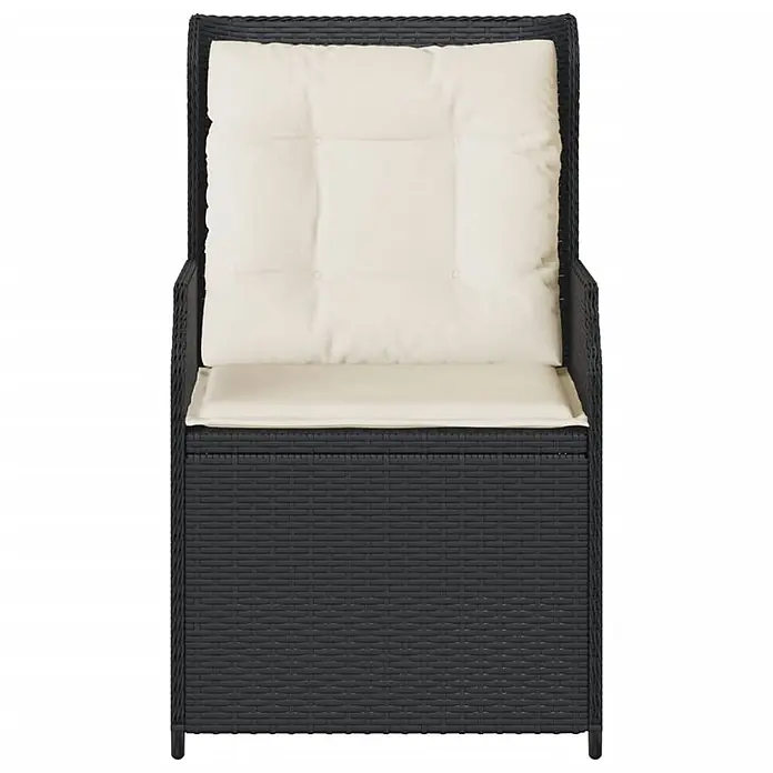 Furnicato Gartenstuhl-Set, 2-teilig, PE-Rattan, Schwarz -  - Dunkelgraue Polyrattan-Sitzbank mit Rückenlehne und cremefarbenen Kissen.