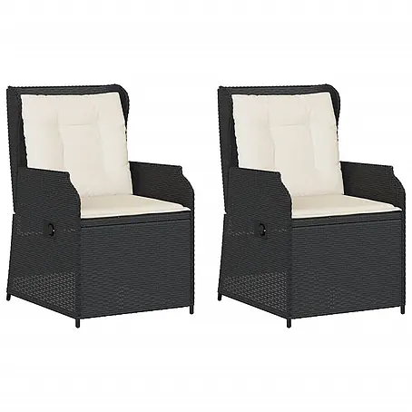 Furnicato Gartenstuhl-Set, 2-teilig, PE-Rattan, Schwarz