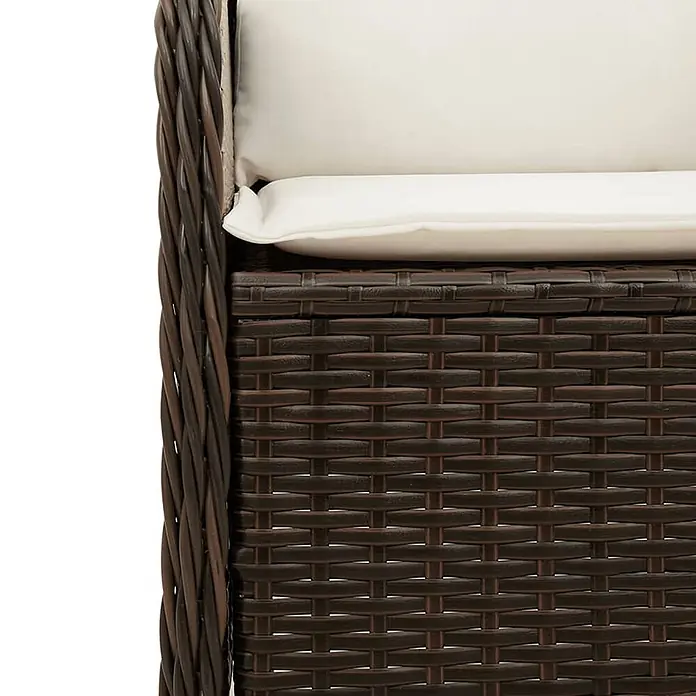 Furnicato Gartensessel aus PE-Rattan, Braun -  - Dunkelbraune Polyrattan-Gartenmöbel mit weißen Kissen.