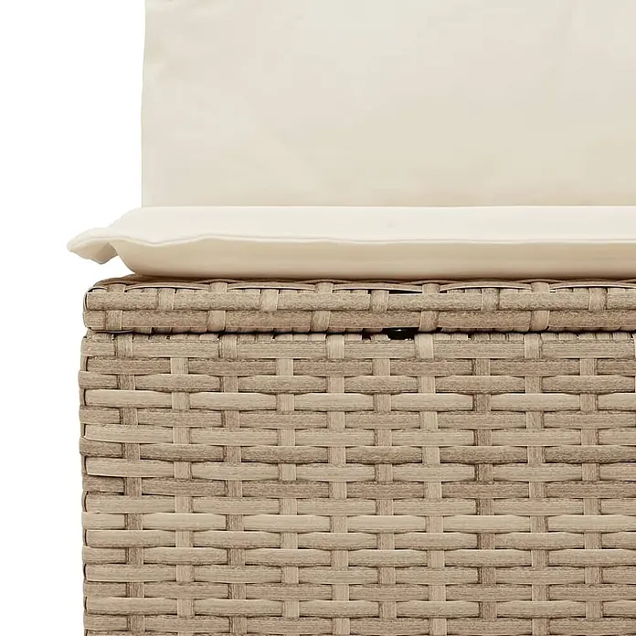 Furnicato Gartensessel mit Liegefunktion aus PE-Rattan, Beige -  - Hellbraune geflochtene Gartenmöbel mit cremefarbenen Kissen.