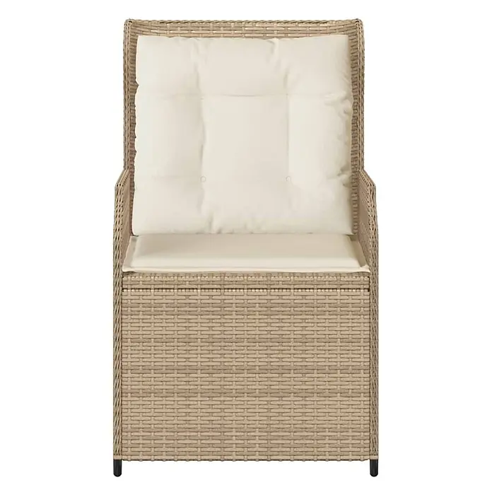 Furnicato 2er-Set Gartenstühle aus PE-Rattan, verstellbar, Beige -  - Beiger Sessel aus Polyrattan mit cremefarbenen Kissen, für den Außenbereich.
