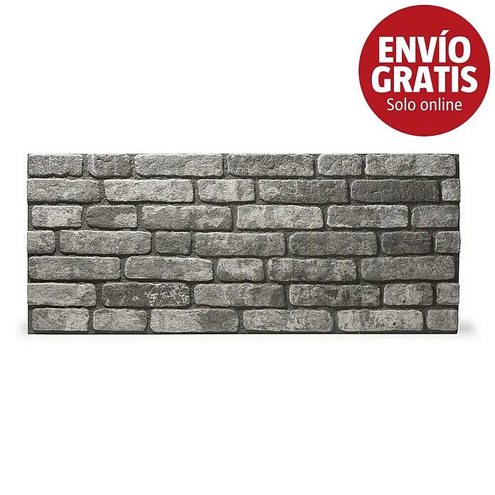 Panel de pared Loft - 2 ud., 120 x 50 cm, Antracita - Panel rectangular con patrón de pared de ladrillo gris.