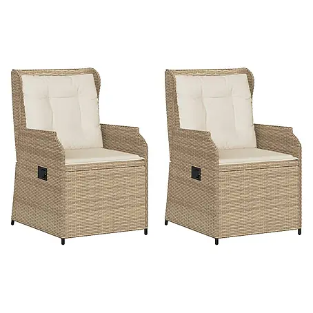 Furnicato 2er-Set Gartenstühle aus PE-Rattan, verstellbar, Beige