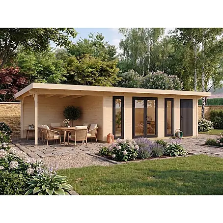 Fjordholz 2-Raum Gartenhaus  Alu Line 44-G, 28.16  m², Isoliervergl.