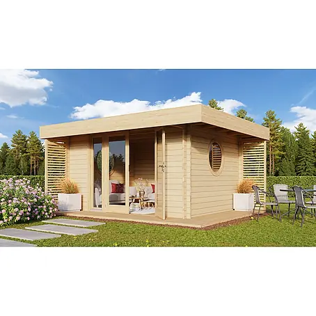 Fjordholz Gartenlounge Modell York 44, 18.60 m², Farblose Imprägnierung