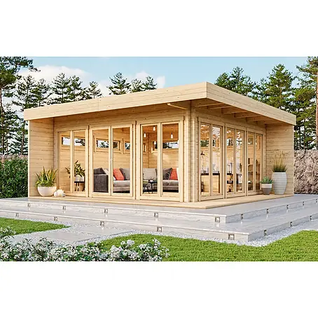 Fjordholz Gartenlounge Modell Mila 44, 33.62 m², Farbbehandlung Lichtgrau