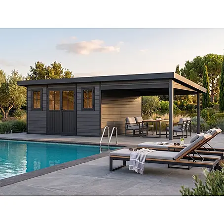 WPC Gartenhaus Modell Style DeLuxe 26,60 m², Sicherheitsglas