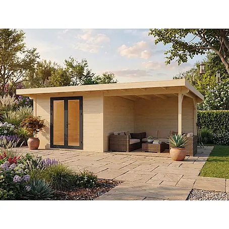 Fjordholz Gartenhaus Modell Alu Line 44-B, 19.20  m², Isolierverglasung