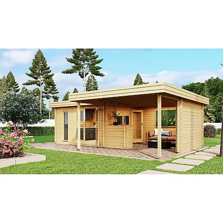 Fjordholz Gartenlounge Modell Romie 70, 29.07 m², Farbbehandlung Carbongrau