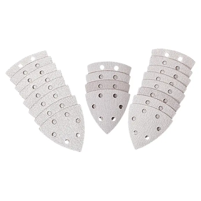 Craftomat Delta-Haftschleifscheiben Sparpack - 95 x 95 mm, Körnung: 60 - 240, 20 -tlg., Weiß/Grau - Ansicht von oben