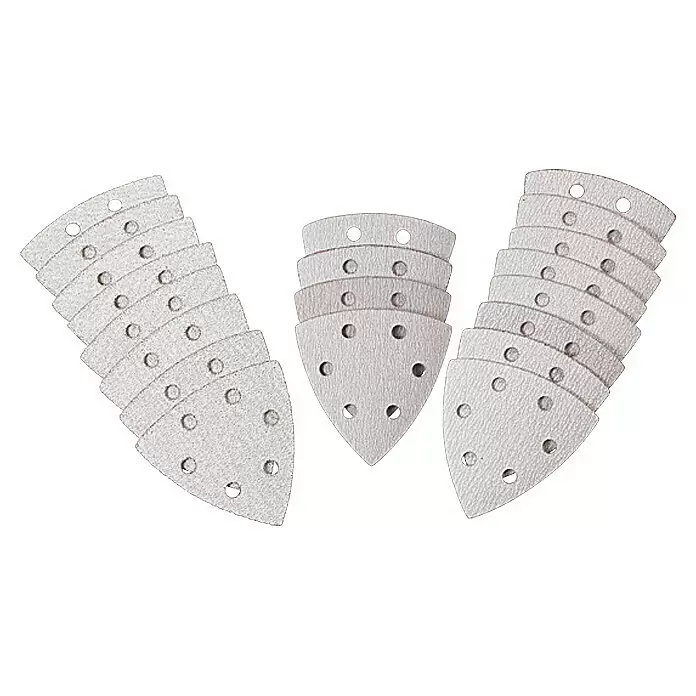 Craftomat Delta-Haftschleifscheiben Sparpack - 95 x 95 mm, Körnung: 60 - 240, 20 -tlg., Weiß/Grau