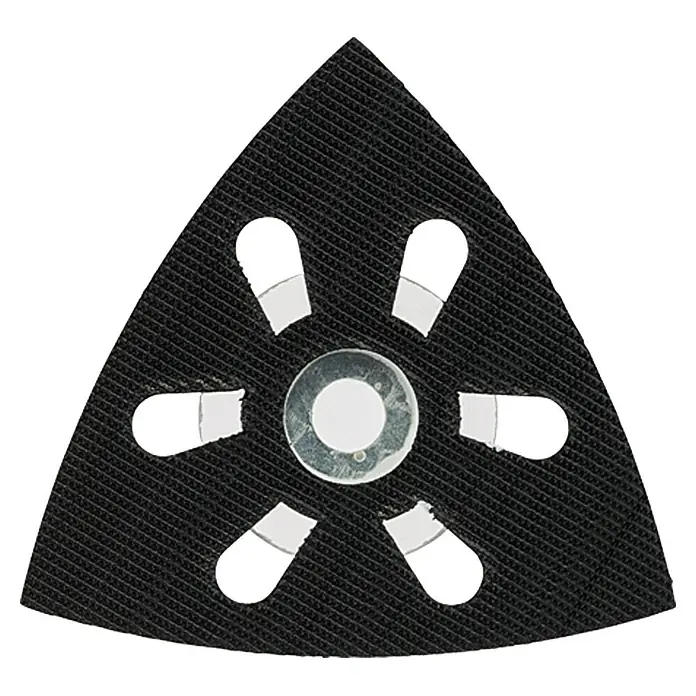 Craftomat Schleifplatte AVI 93 G - 93 mm, Klettbesatz - Das dreieckige Schleifpapier mit Aussparungen und mittiger Befestigung ist ideal für Detailarbeiten und schwer zugängliche Stellen.