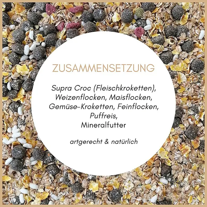 Supravit Flockenmix für Hunde 5kg - Flockenmischung  Ergänzung für Hunde -  - Mischfutter für Tiere mit Flocken, dunklen Kroketten, Puffreis und weiteren artgerechten Zutaten.