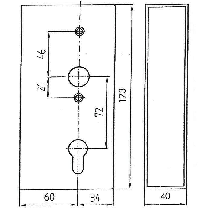 Einsteckschloss- & Kasten (Dornmaß: 60 mm, 167 x 33 mm, Profilzylinder PZ)