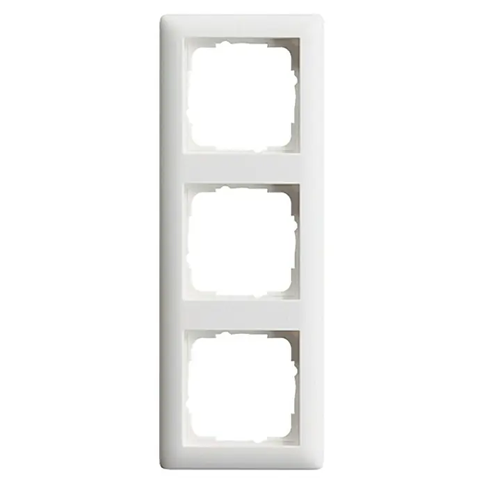 Gira Standard 55 Abdeckrahmen 021304 - Reinweiß seidenmatt, 3-fach, Kunststoff, Vertikal - Weiße dreifache Schalterabdeckung für eine elegante Wandmontage. Perfekt, um Ihren Schaltern einen sauberen, modernen Look zu verleihen.