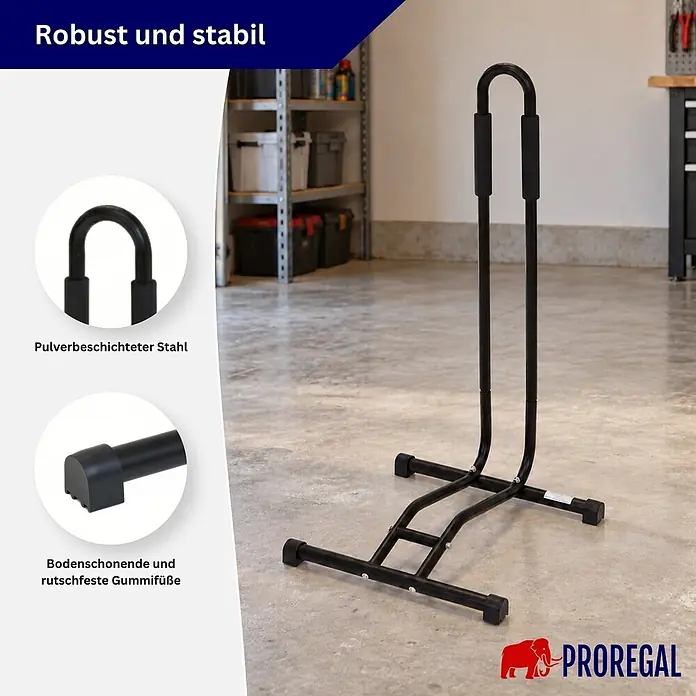 PROREGAL Fahrradständer STAND 2er Set HxBxT 74x43x43cm -  - Schwarzer Fahrradständer aus pulverbeschichtetem Stahl mit bodenschonenden, rutschfesten Gummifüßen.