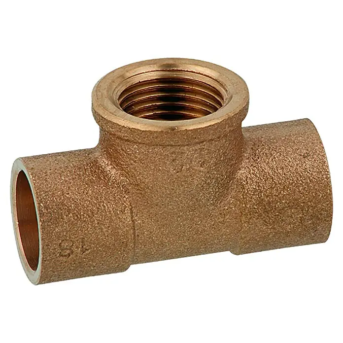 T-Stück 4130g - Durchmesser: 18 mm, Innengewinde: ½″, Metall - Messing-T-Stück-Verbinder mit Innengewinde, ideal für Sanitärinstallationen und Rohrleitungsbau, sorgt für zuverlässige und dichte Verbindungen.