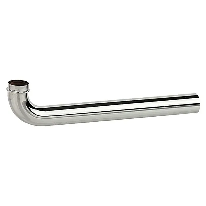 Abgangsbogen - Länge: 30 cm - Glänzender, verchromter Siphon mit U-förmiger Biegung und geradem Rohrstück, ideal für Badezimmer- oder Kücheninstallationen.