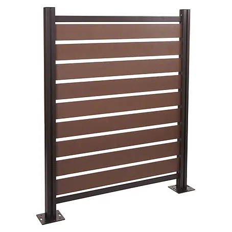 Alu Mülltonnen-Zaun 130x110x6cm Basiselement Braun Holzoptik erweiterbar