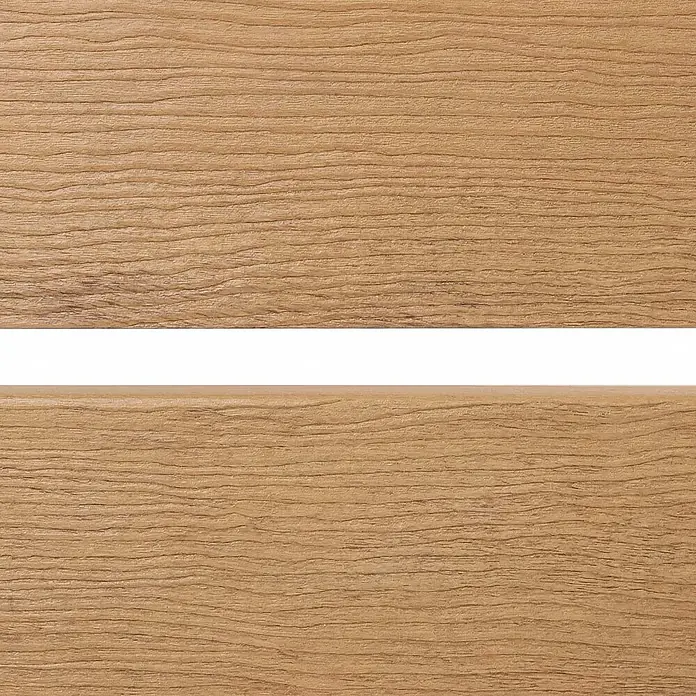 Alu Mülltonnen-Zaun 130x100x6cm Hellbraun Holzoptik erweiterbar -  - Zwei hellbraune Holzoptik-Dielen mit ausgeprägter Holzmaserung.