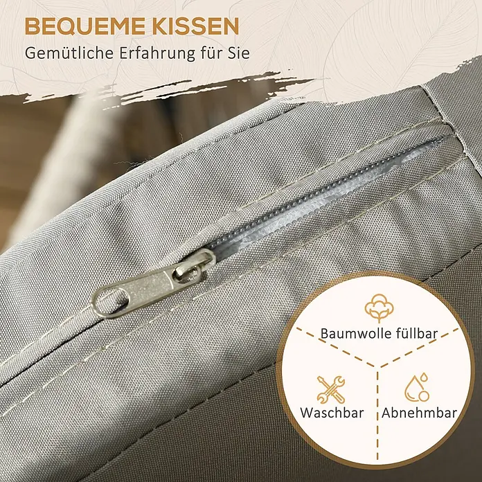 Furnicato Loungesessel-Set 2-teilig, Boho-Look, Beige -  - Nahaufnahme eines hellgrauen Kissenbezugs mit Reißverschluss. Der Bezug ist abnehmbar und waschbar.