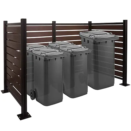 Alu Mülltonnen-Zaun 130x206x110cm Braun Holzoptik erweiterbar