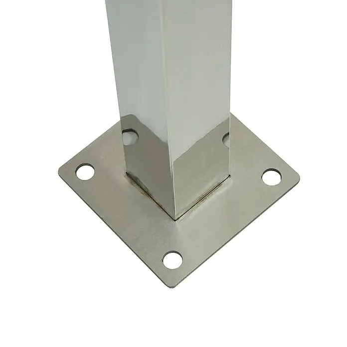 Mülltonnen-Zaun 151x326x166cm Metall Mülltonnenverkleidung Edelstahl Silber -  - Polierte Edelstahl-Vierkantstütze mit gebürsteter quadratischer Grundplatte und vier Befestigungslöchern.