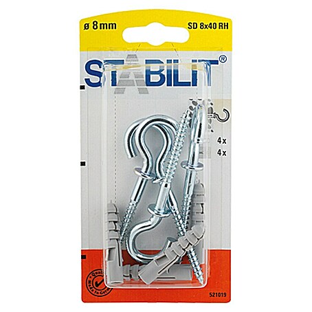 Stabilit Spreizdübel-Set (Durchmesser Dübel: 8 mm, Länge Dübel: 40 mm, 4 Stk., Mit Haken)