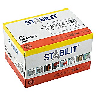 Stabilit Slagplug ND 6 x 60 S (Diameter plug: 6 mm, Pluglengte: 60 mm, Geschikt voor: Massieve bouwmaterialen en metselwerk, 50 st.)