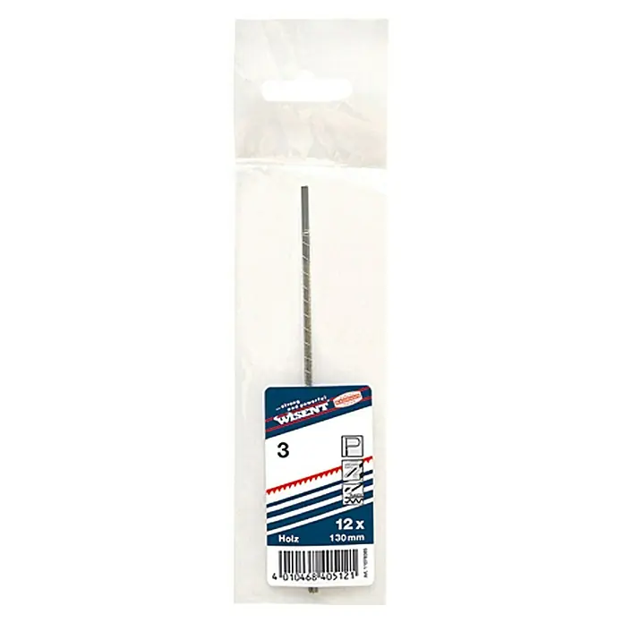 Wisent Laubsägeblätter - Fein (Gr. 3), Einsatzbereich: Weichholz, Blattlänge: 130 mm, 12 Stk. - WISENT Stichsägeblätter für Holz, 12 Stück, 130 mm lang, verpackt in einer transparenten Kunststoffhülle. Für feine und präzise Holzschnitte.