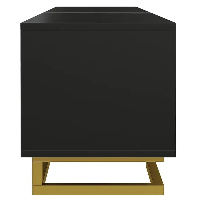 SONNENH Kommode 160 x 38 x 44,5 cm, Schwarz -  - Schwarzes Sideboard mit goldfarbenem Metallgestell.